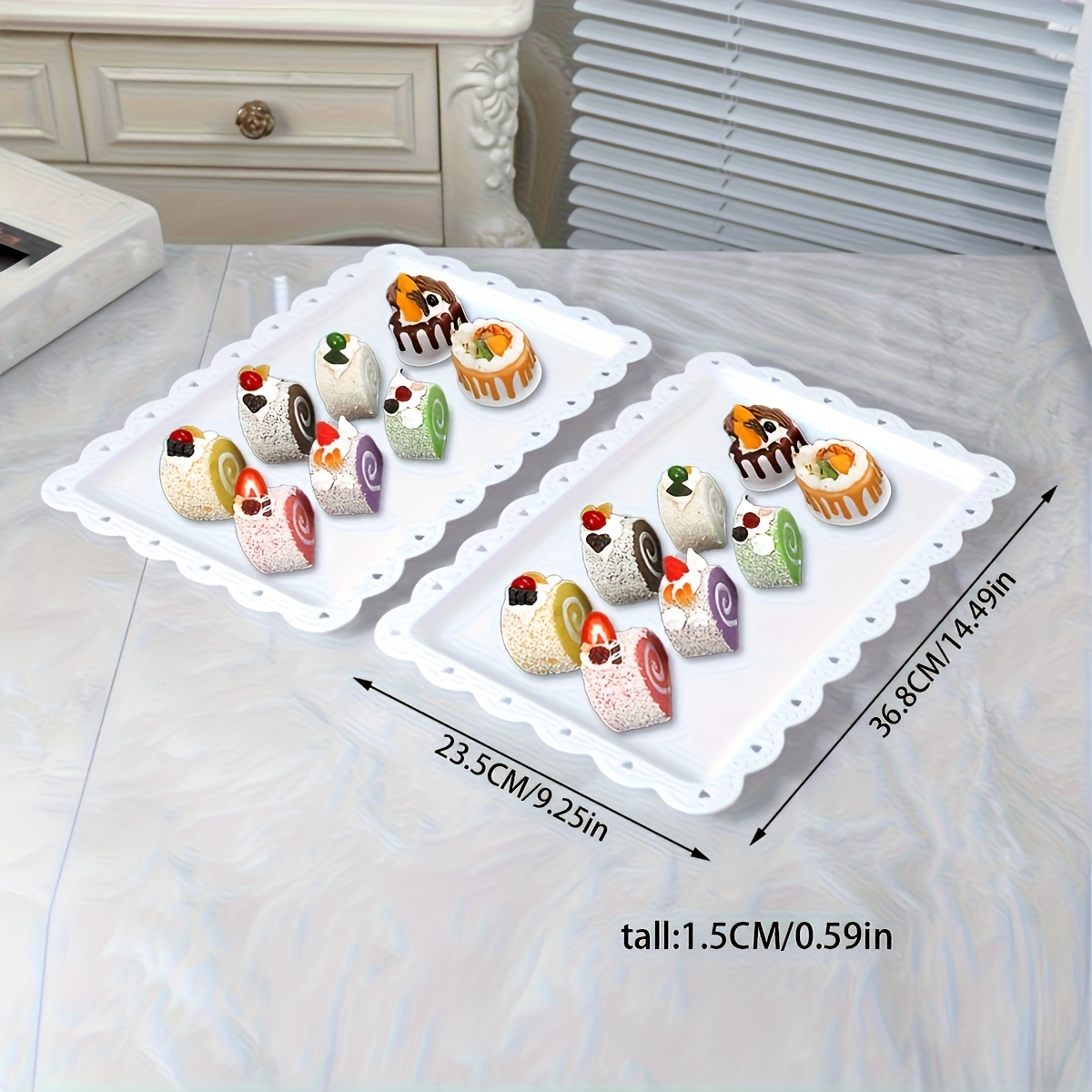 4/2 teiliges weißes kuchen tablett set appetitstäbchen