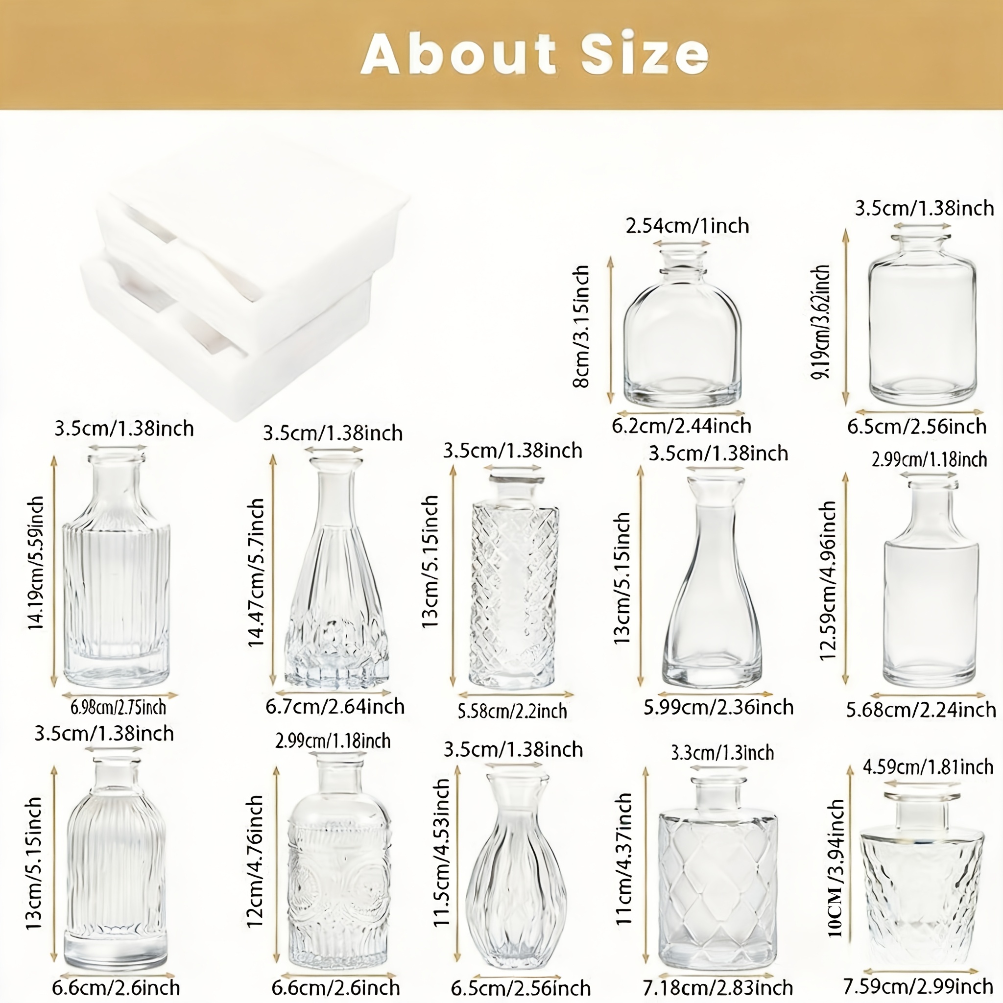 Image of 12pcs Bohemian Mini Glass Bud Vases With Base - Suitable For Wedding, Decor, Bulk Small Flower Vases Bulk For Table Centerpieces, Outdoor Decoration, Gift For Parties, Glass Tubes
