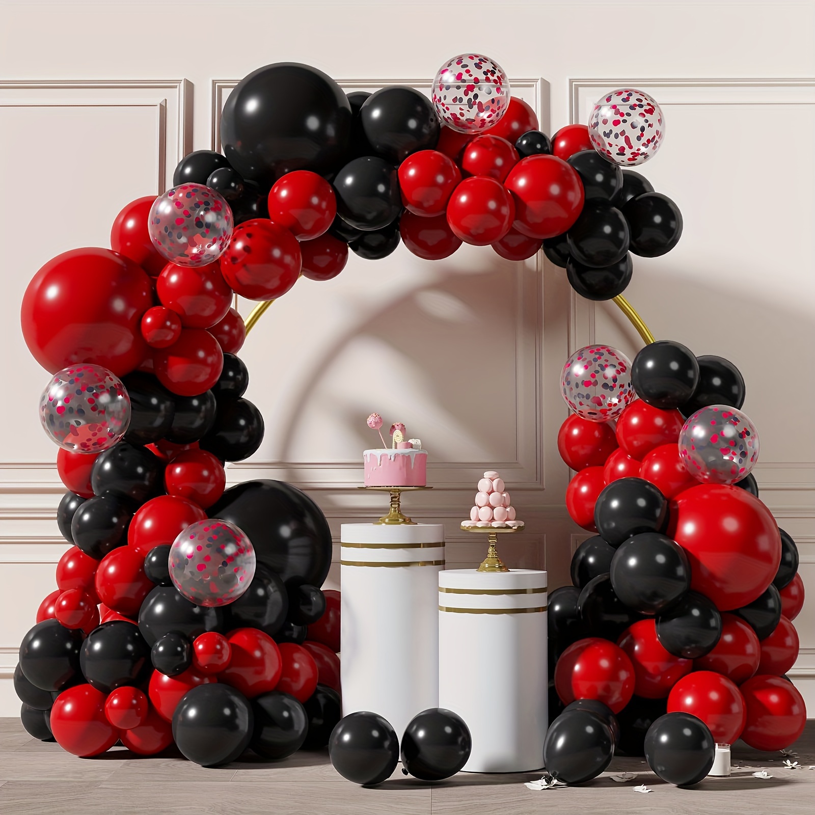 

101 Pcs Balloon Arch Kit: Red & Black Party Decorations - Perfect For Birthdays, Weddings, Valentine's Day, New Year's, And More!