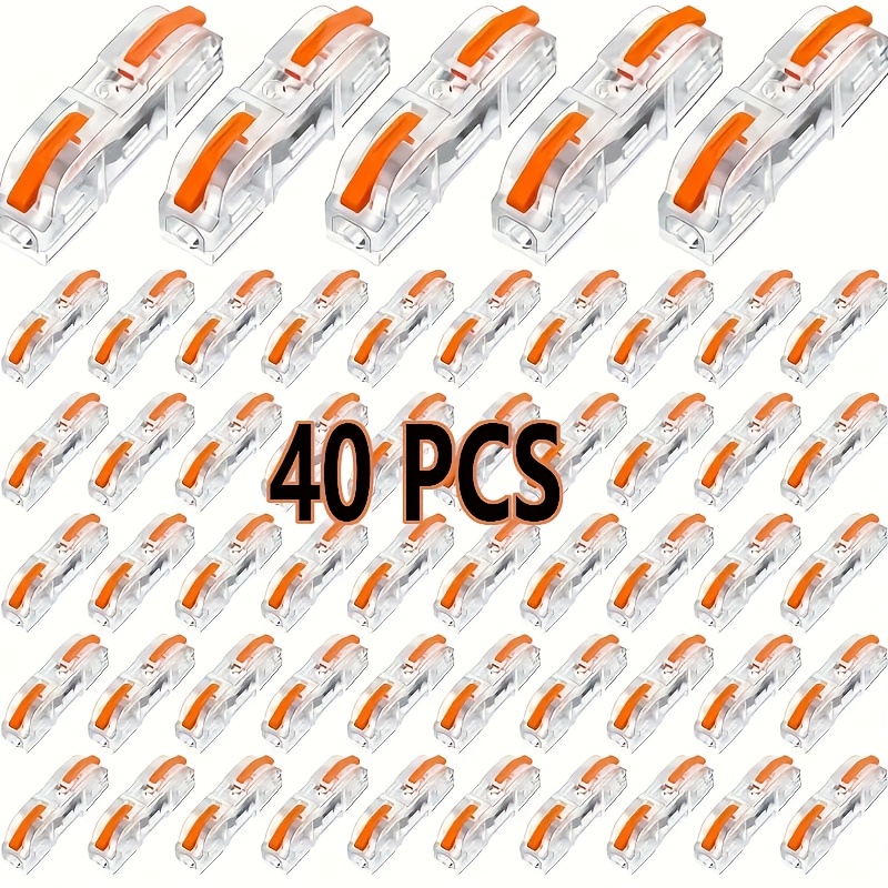 10/25/40pcs Compact Lever Wire Connector Connector 28-12awg Transparent Orange Combination Splicing Connector