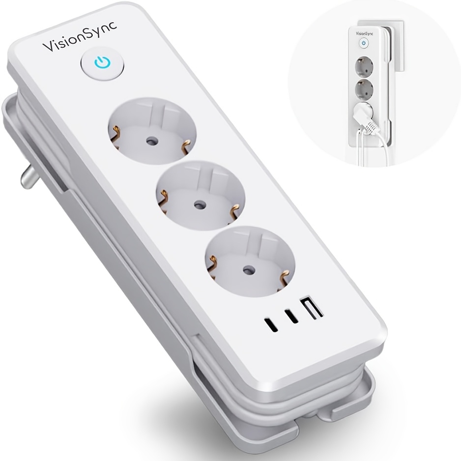 Usb Charging Station, 6-in-1 Socket Splitter With Extension Cord - 3 Ac Outlets And Usb-c Pd Fast Charging For Home, Travel Distribution Socket, Multiple Plug With Switch