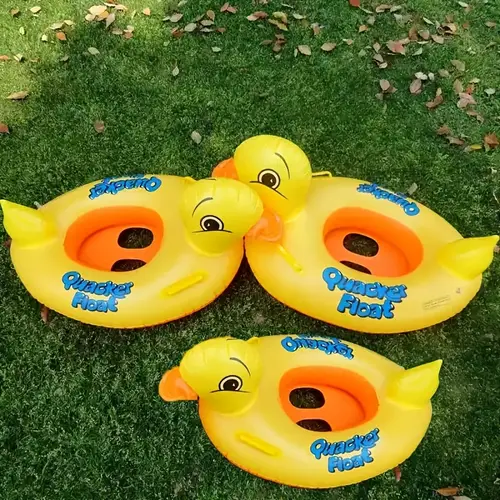 inflatable duck float for kids cute yellow pool float with 2 handles swimming ring ages 3 6 toy pvc beach pool floater