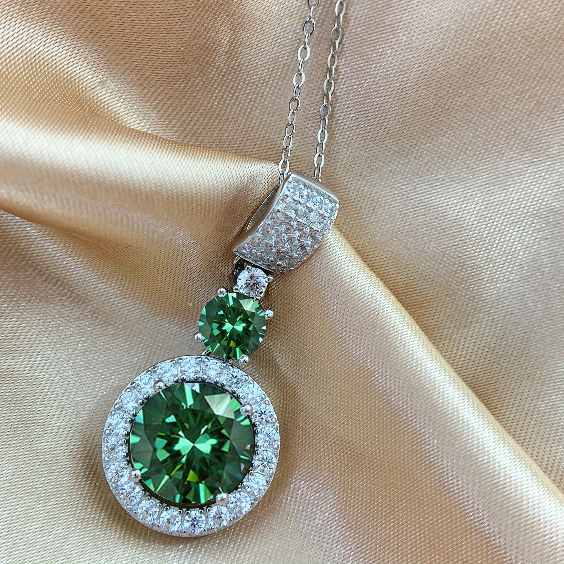 1pc lovessom 925 sterling silvery 6 carat moissanite pendant necklace elegant   green   versatile for   special occasions gift box included details 4