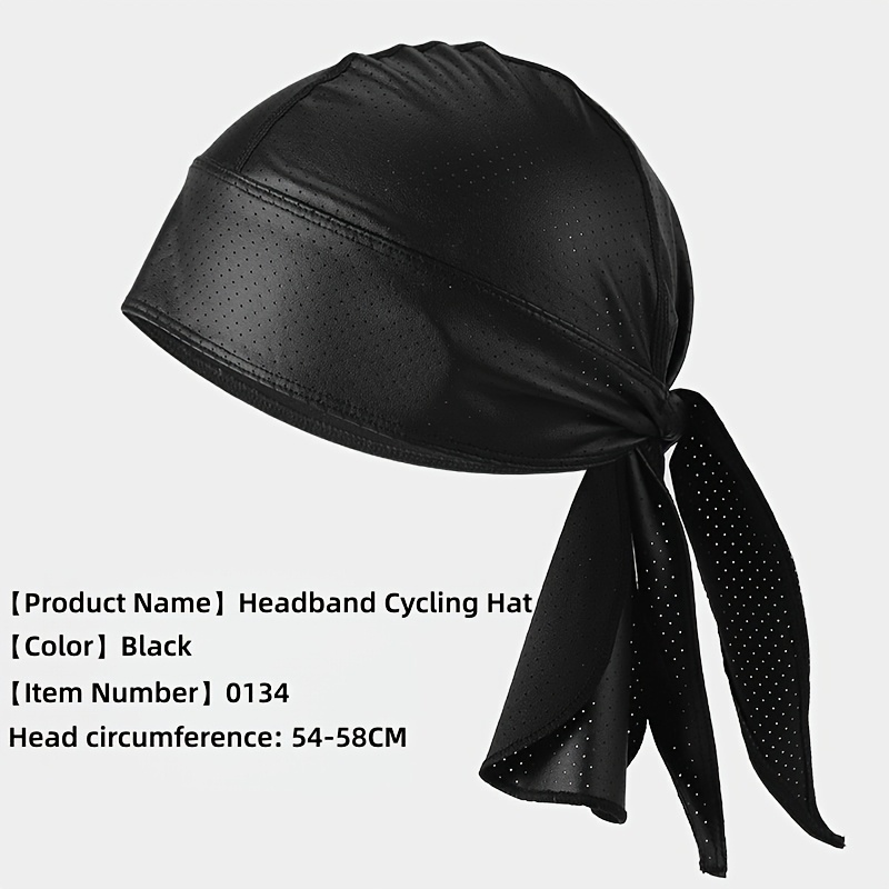 TEMU Trendy Faux Leather Pirate Hat, Breathable Sweat-absorbing Thin Headscarf, Outdoor Riding Sports Motorcycle Headgear