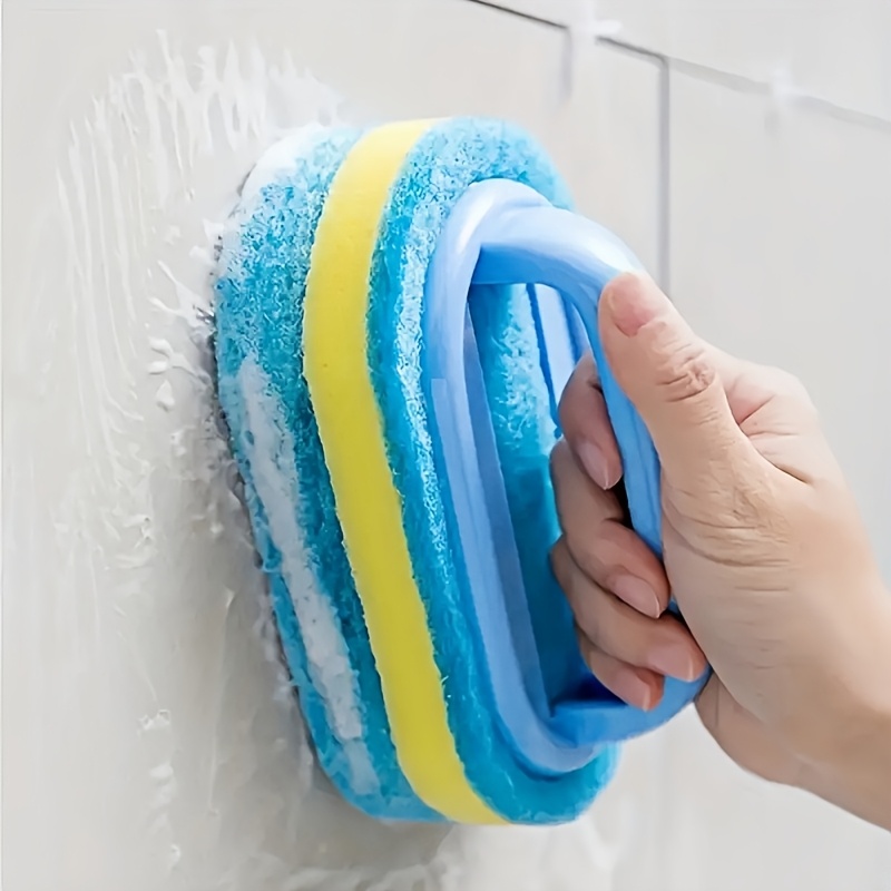 2 pack 3 layer sponge cleaning brushes multi purpose household cleaning tools for tile wall bathtub bathroom pool   plastic no electricity needed ideal for kitchen use details 3