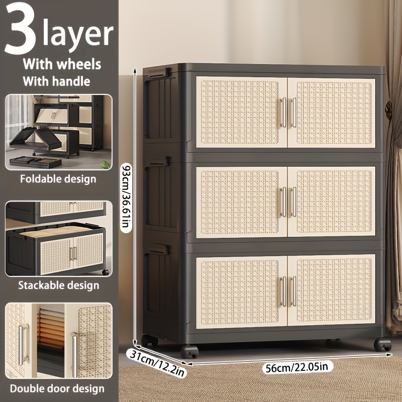 Large-Capacity Plastic Storage Bin with Lid, Foldable Storage Bin