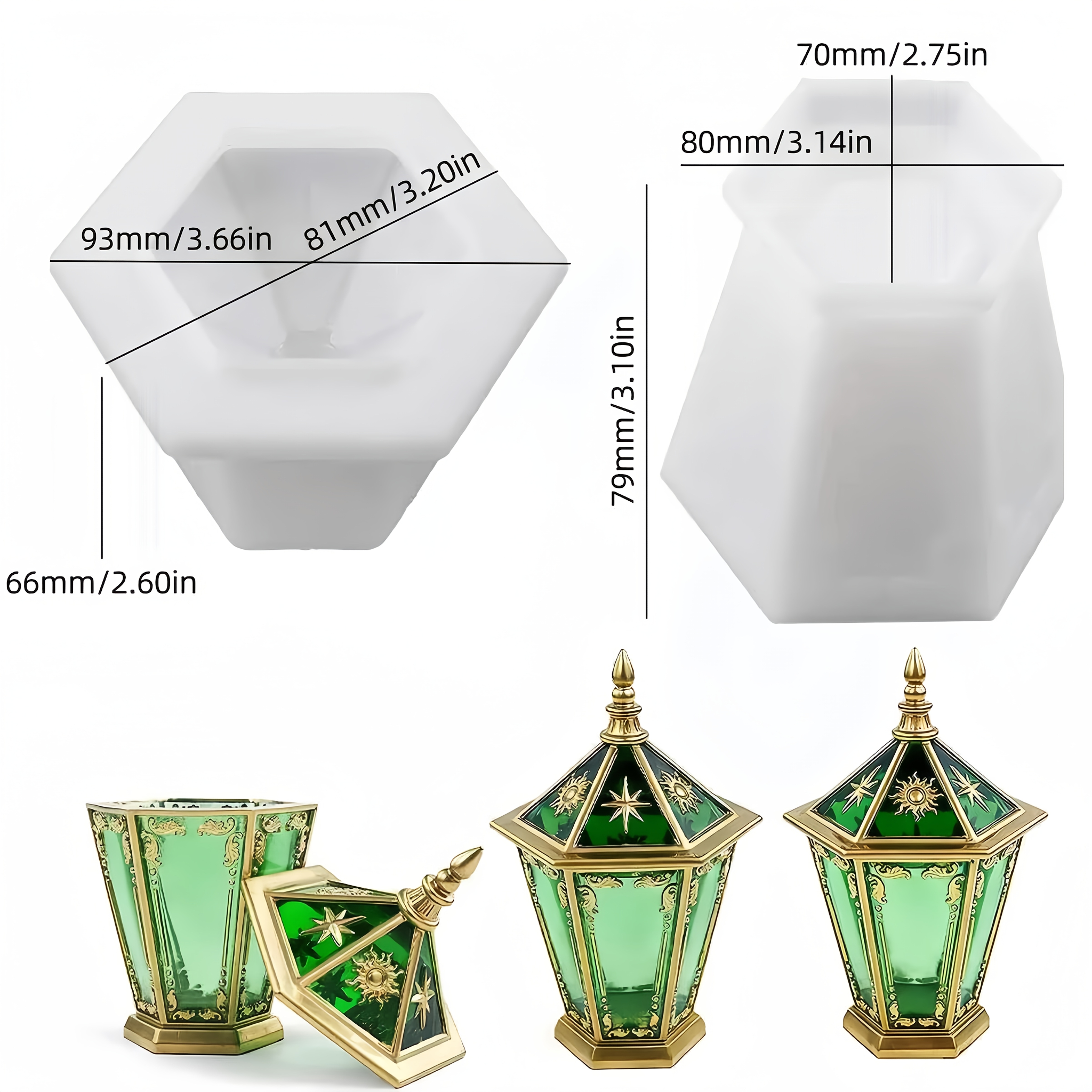 TEMU 2er-Set Aufbewahrungsbox Silikonform, Harzform für Stern, Mond und hexagonale Cluster Aufbewahrungsbox mit Deckel, Wohndekoration
