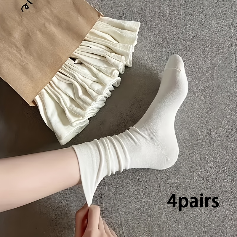 TEMU Lot de 4 paires de chaussettes blanches renfort, chaussettes de maternité toutes saisons printemps-été, chaussettes simples, chaussettes