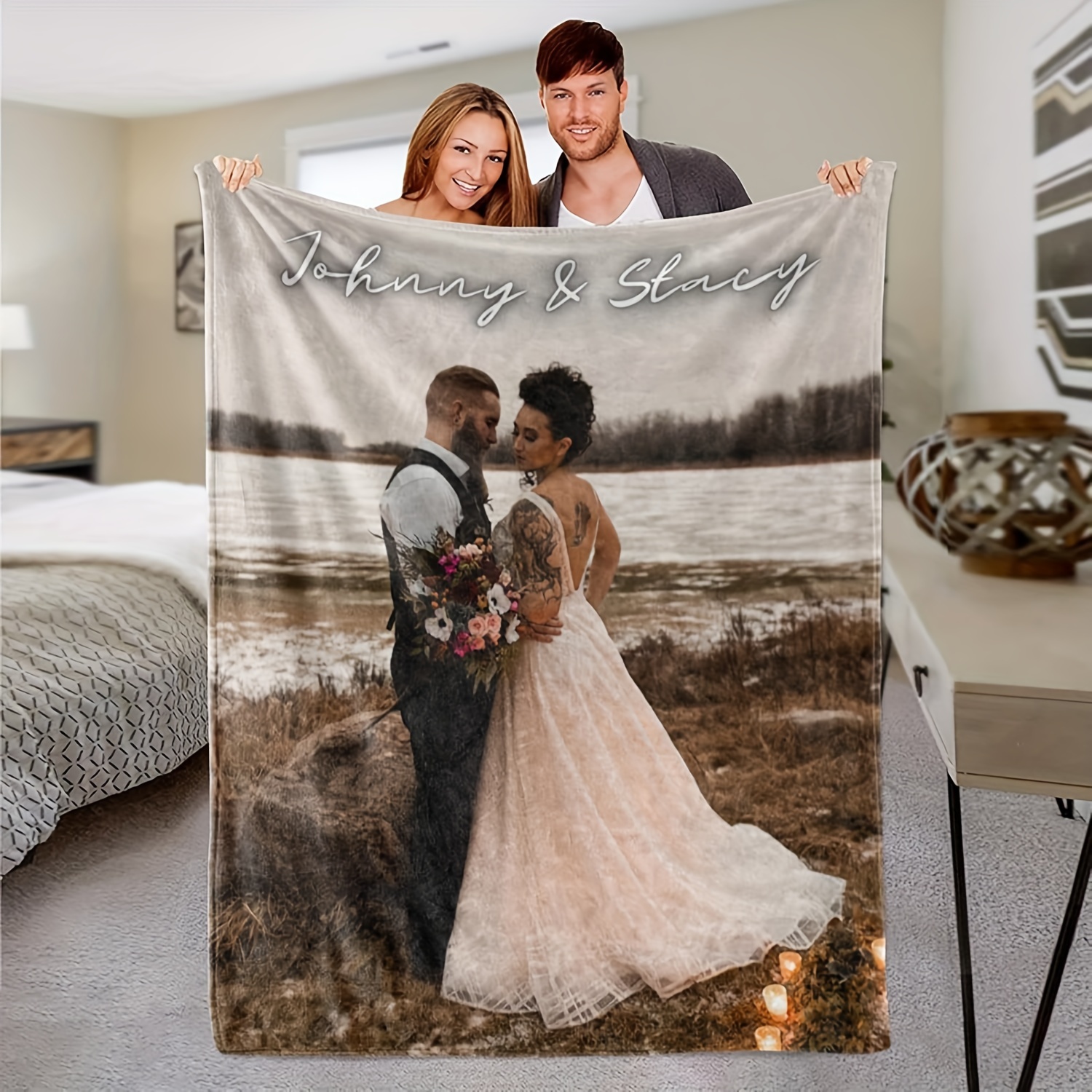 

Customized Photo Blanket, Personalized Text Throw Blankets