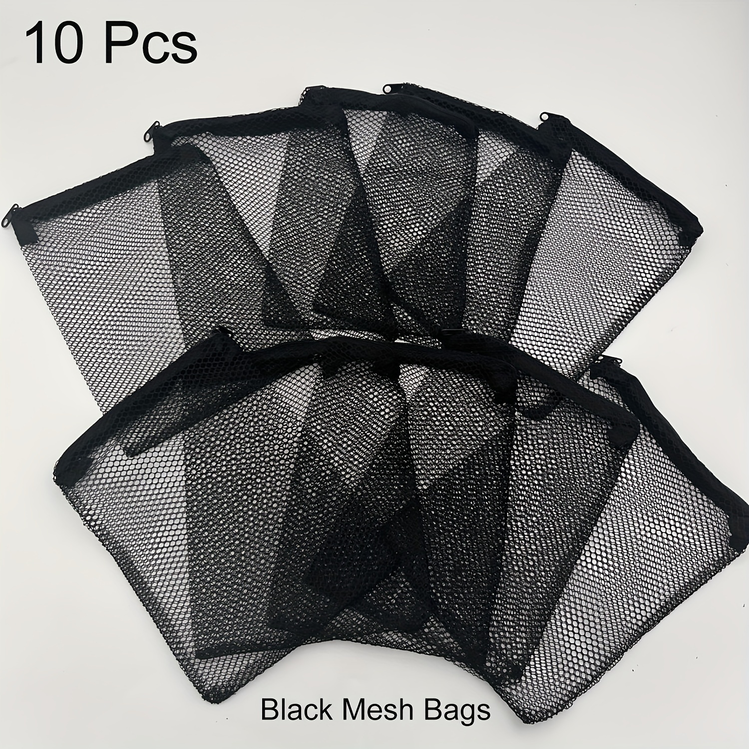 

10-pack High-quality Mesh Bags For Aquarium Filtration Media, Nylon Pa Material, Uncharged, Suitable For Fish, Includes Rings, Balls, And Activated Carbon Bags With Zipper