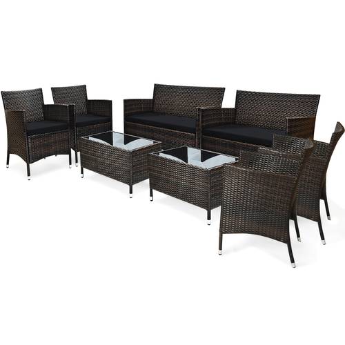 4pcs 8pcs patio furniture set w washable cushions and tempered glass coffee table