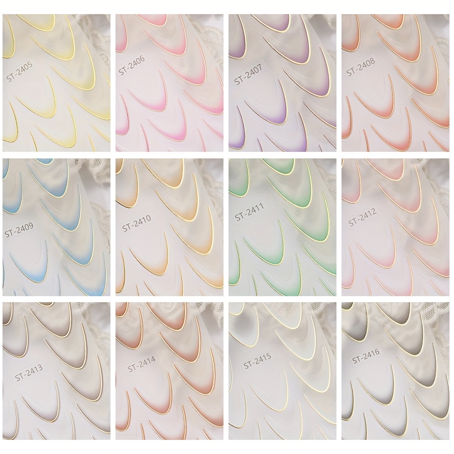 12pcs Smile Nail Stickers, Nail Sticker Aids, Crescent Auxiliary Stickers