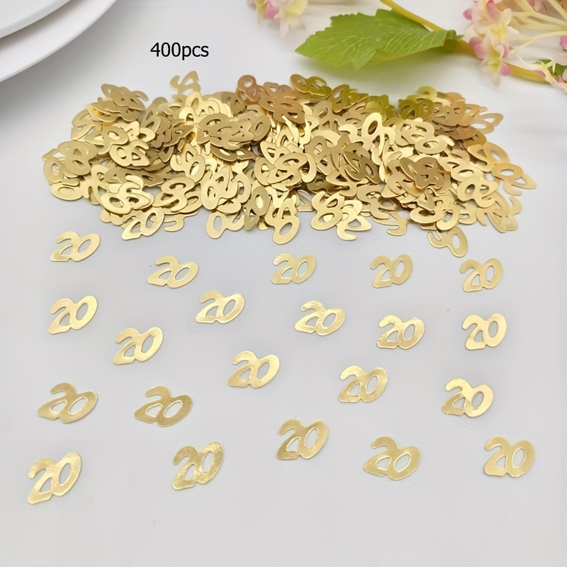 Image of 400pcs Number 20 Party Decoration Sprinkling Paper Golden Color 20th Anniversary Decoration Paper, For Halloween, Christmas
