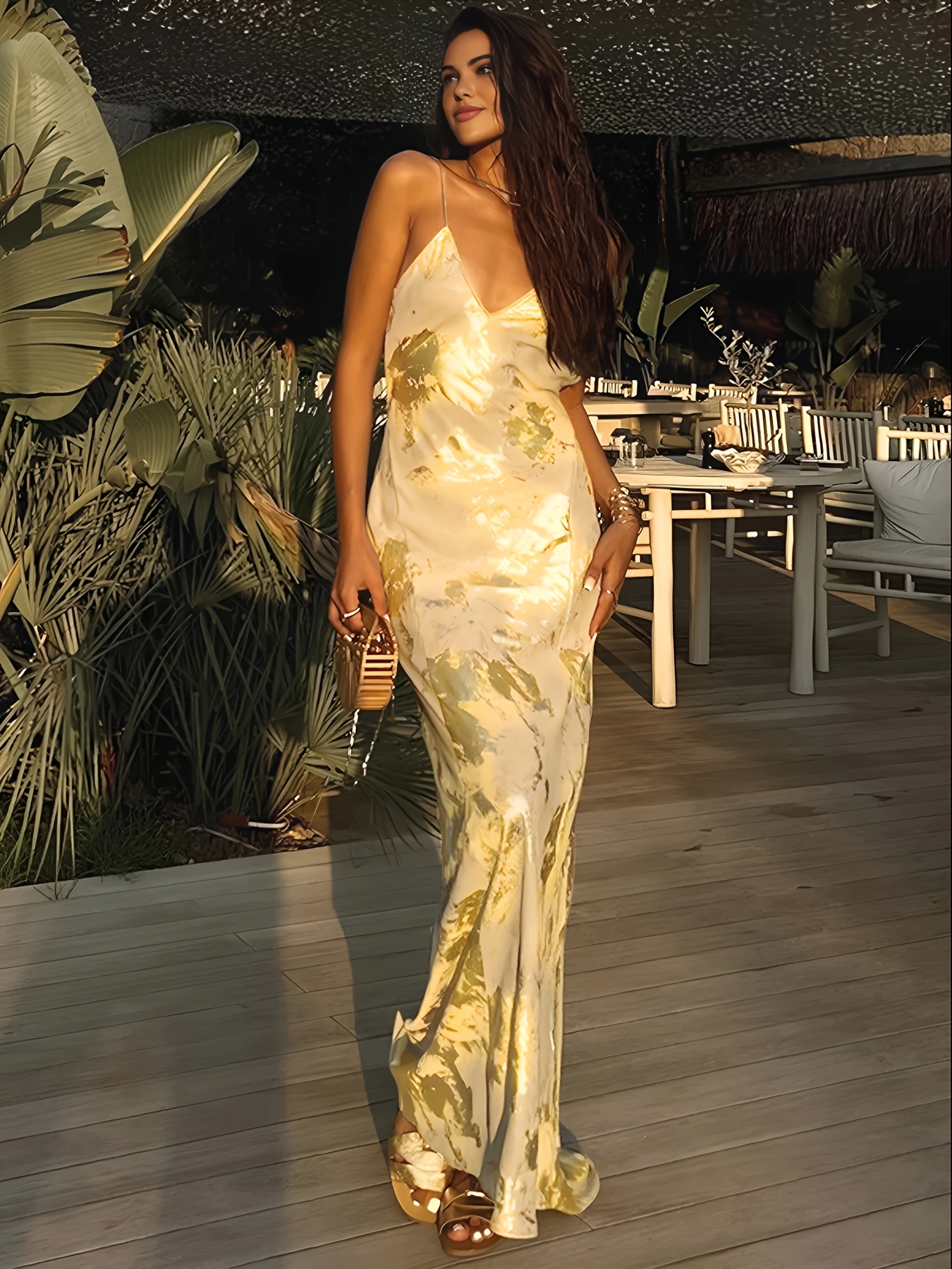 womens elegant metallic golden geometric print v neck - Temu Mauritius
