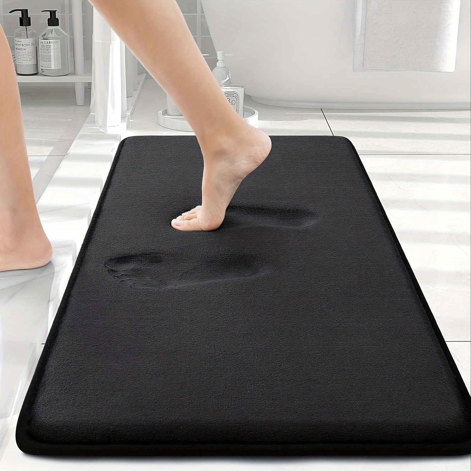 TEMU 1pc Memory Foam Bath Rugs Outdoor Vintage Absorbent Non Slip Cushioned Rug Long Strip Floor Mat Standing Mats Living Room Bedroom Kitchen Sink