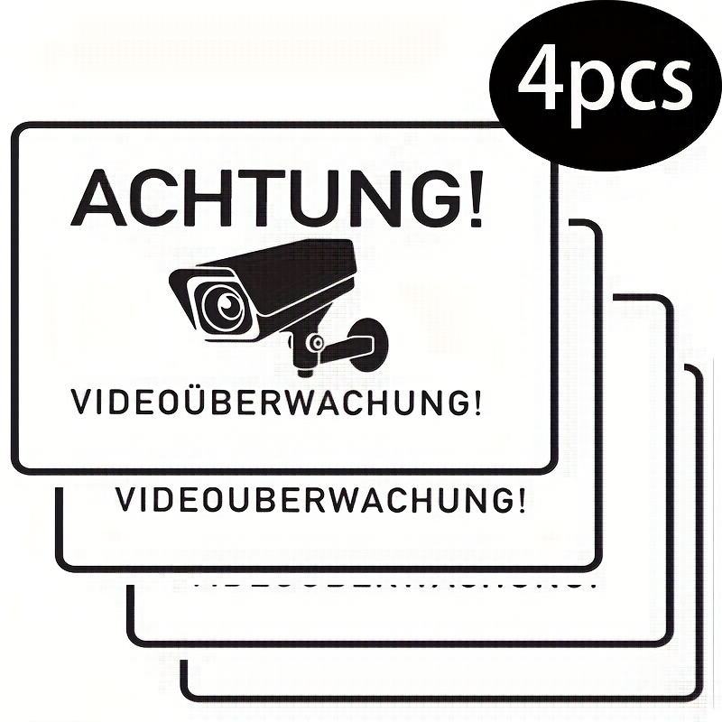 2pcs/4pcs, Indoor And Outdoor Warning Stickers, Video Surveillance Adhesive Labels