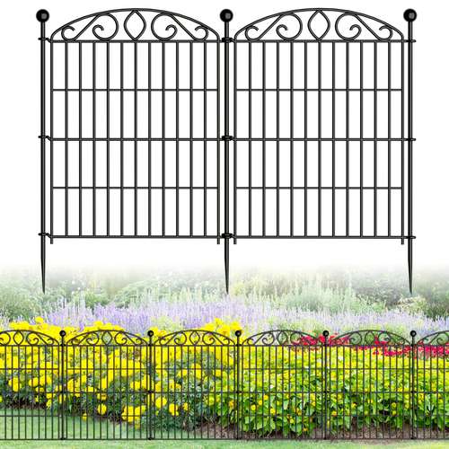 17in Tall Metal Garden Fencing - 20 Pack Rust-Proof Decorative Border For Yard, Patio, Dog Barrier, Easy Install