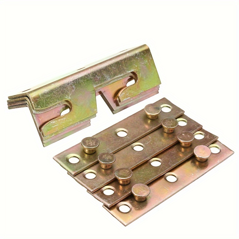 4 Set Brass Tone Furniture Wood Bed Rail Bracket Fitting Snap Connectors