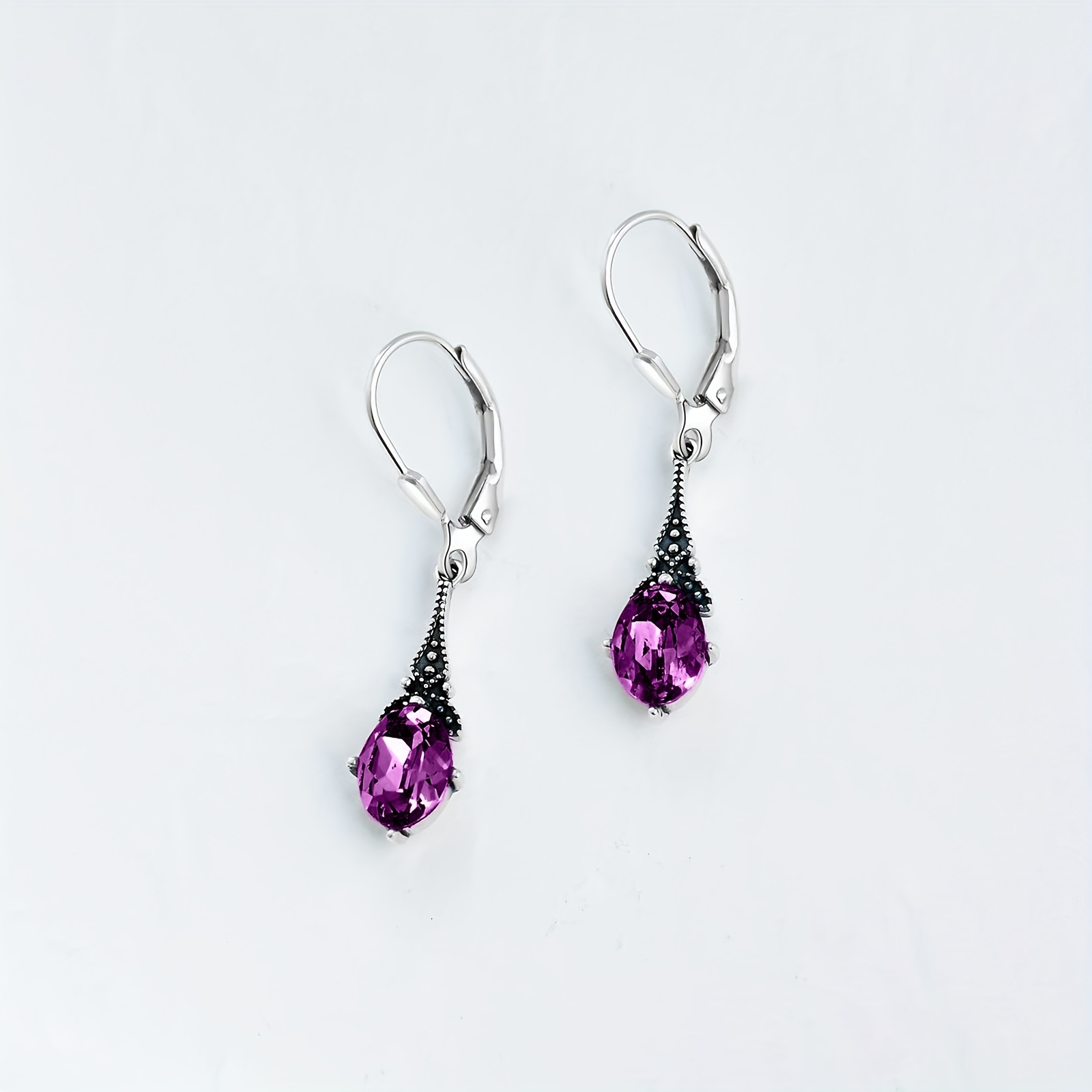   birthstone earrings 925 sterling silver vintage leverback retro drop earrings birthday jewelry gifts for women Product details 1