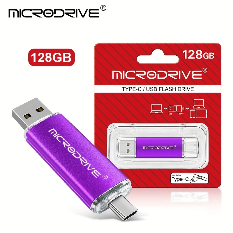 TEMU Clé USB MICRODRIVE Double Interface 128GB 64GB Universelle pour Téléphones et Ordinateurs, Transfert Rapide de Fichiers/Vidéos/Photos, Multiples