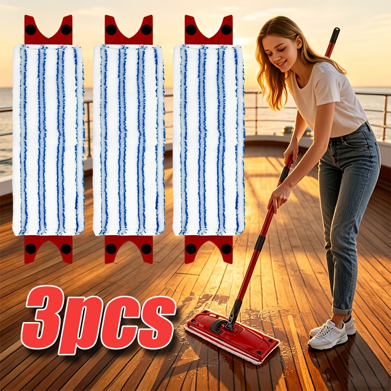 TEMU 3pcs Replacement Mop Pads, Compatible With -in-one Mop. Soft Fiber, Durable And Strong Cleaning Tool For Boats. Flat Mop Head For Yacht Deck And