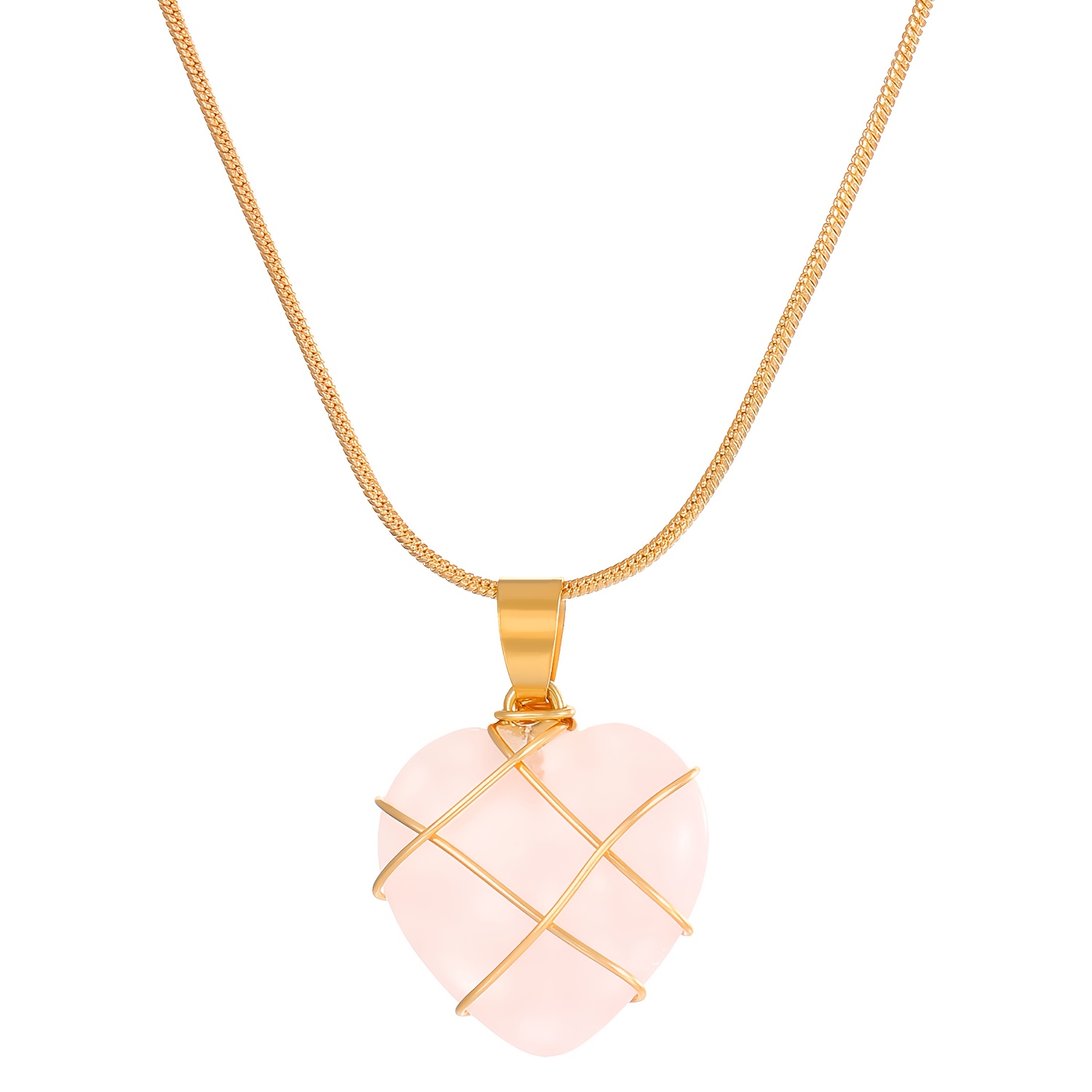 Women's Moonstone & Rose Quartz Heart Necklace, Y2K Style