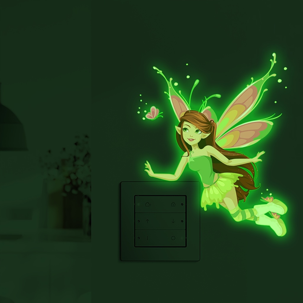 Image of 1pc Of Luminous Fairy Design Wall Decal, Perfect For Enhancing The Decor Of And Bedrooms. Features Stunning Fairy