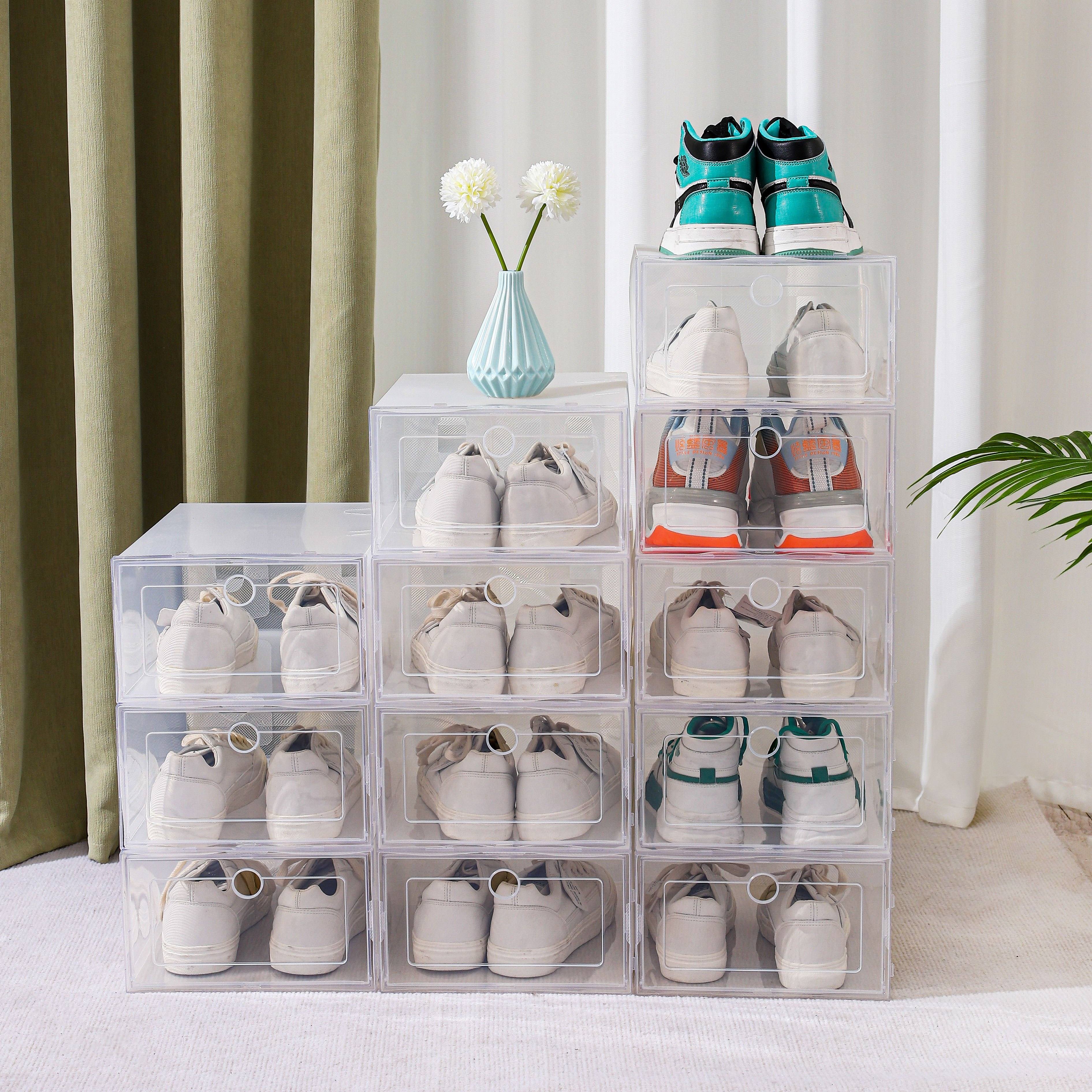 

12 Pack Clear Plastic Shoe Boxes With Lids - Perfect For Home Organization And Shoe Storage