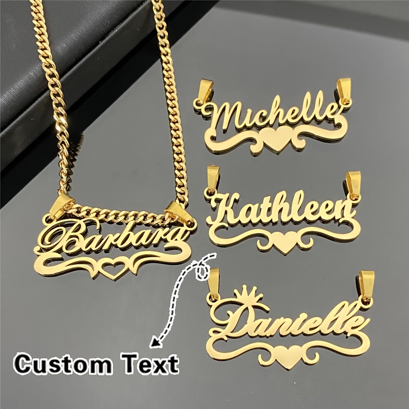 TEMU [customized]a Personalized Stainless Steel Necklace With A Custom Name And , Plated With, Personalized Cuban Chain Necklace, Matching Necklace