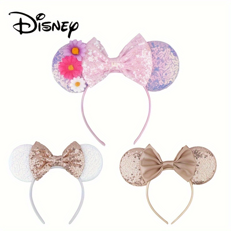 

1pc Disney Cute Style Ears Headband For Women, Glitter Sequin Bowknot, Decorative Hair Hoop, Party & Costume Accessory