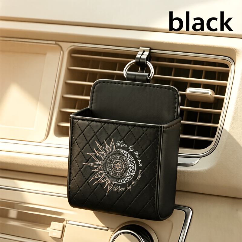 TEMU 1pc Rose Moon Mandala Car Air Vent Storage Box Car Organizer Box Car Interior Additions Holding Mobile Phone Glasses Cards And Small Items