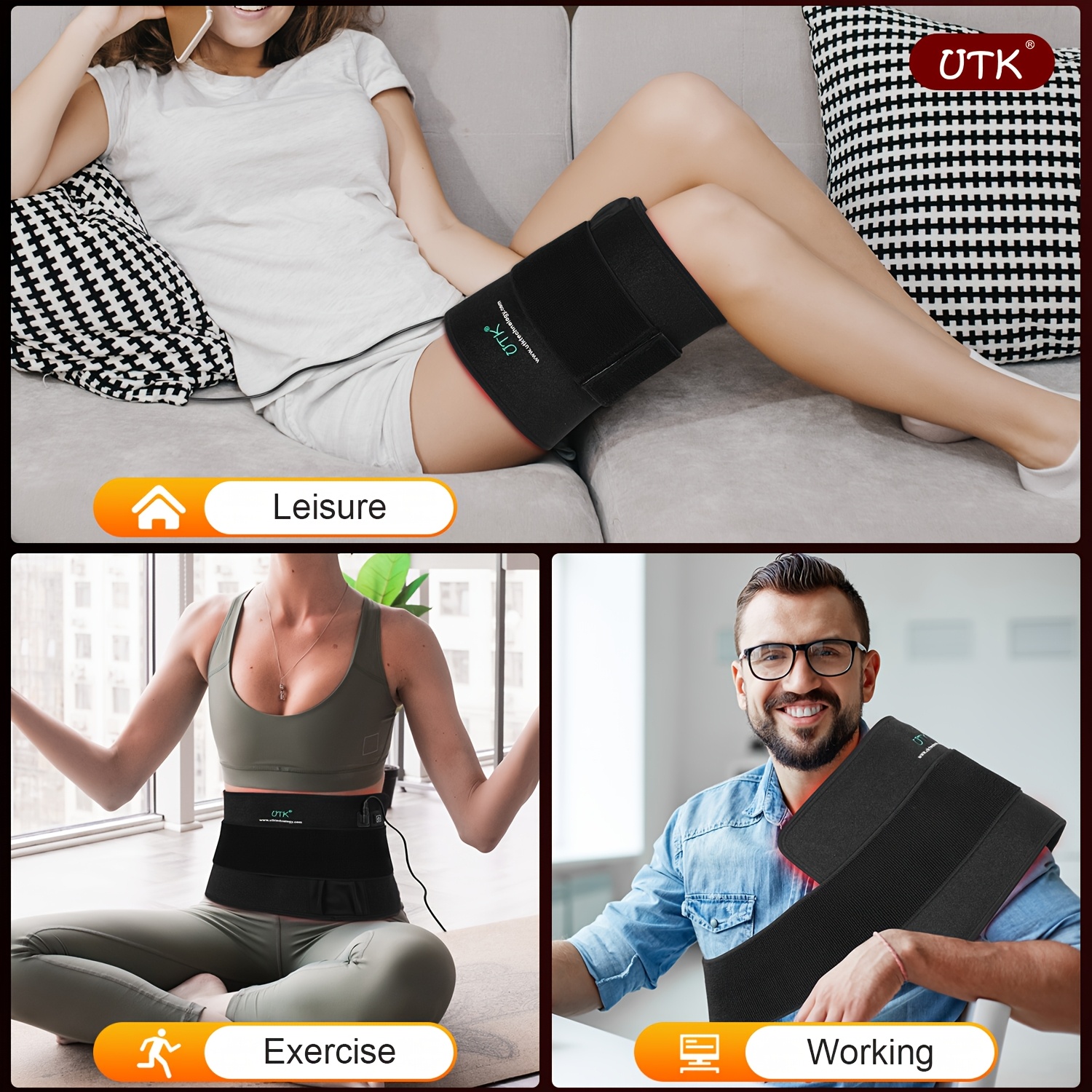 portable red light relax pad with nir deep   660nm 850nm wavelengths for     in back knees hands feet usb powered heating pad for home use men women heat pad for   adjustable strap design   joint support lightweight design   materials office workers Product details 3