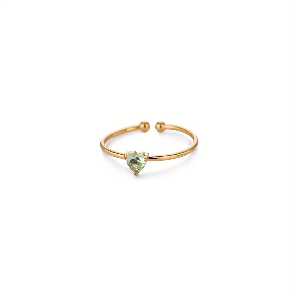 Stainless Steel Birthstone Open Ring, Elegant Fashion