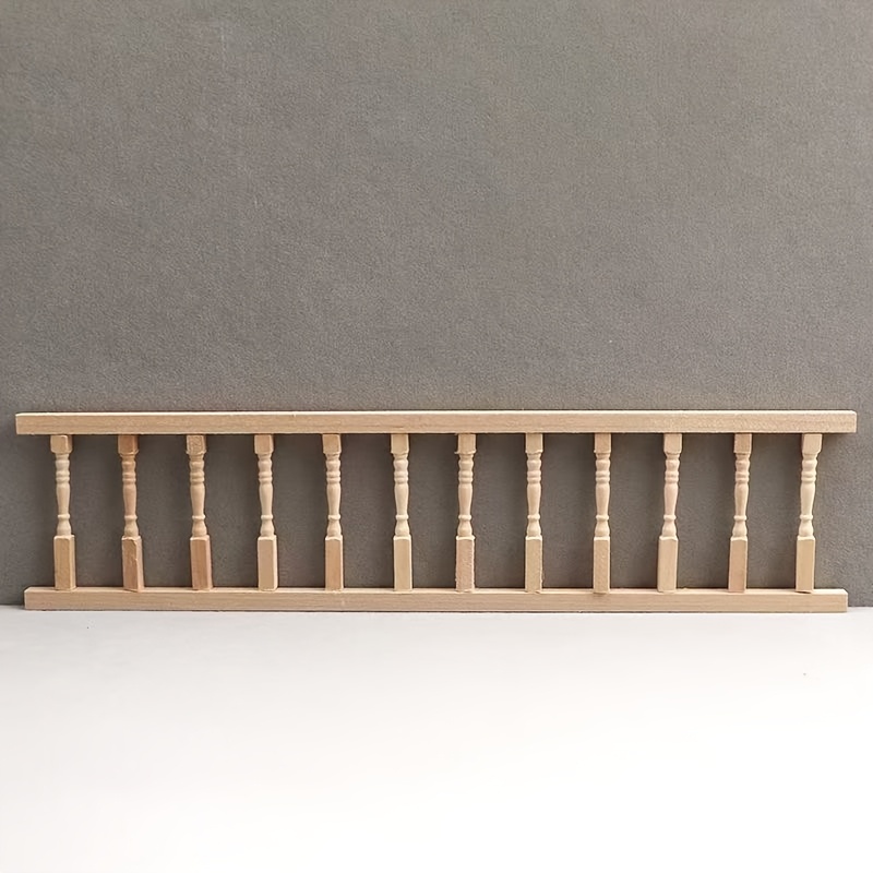 1:12 Scale Wooden Dollhouse Railing With 12 White Posts - Miniature Home Decor Accessory For Dollhouses, Perfect For Hobbyists And Collectors