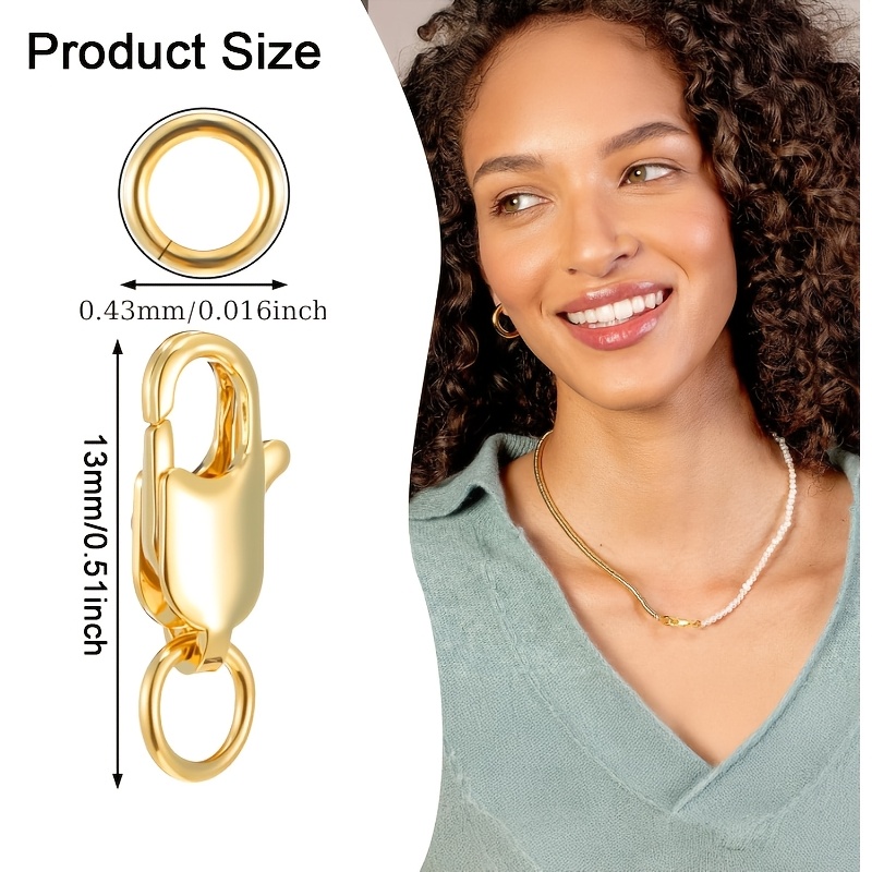 Golden Lobster Claw Clasps with Closed Jump Rings