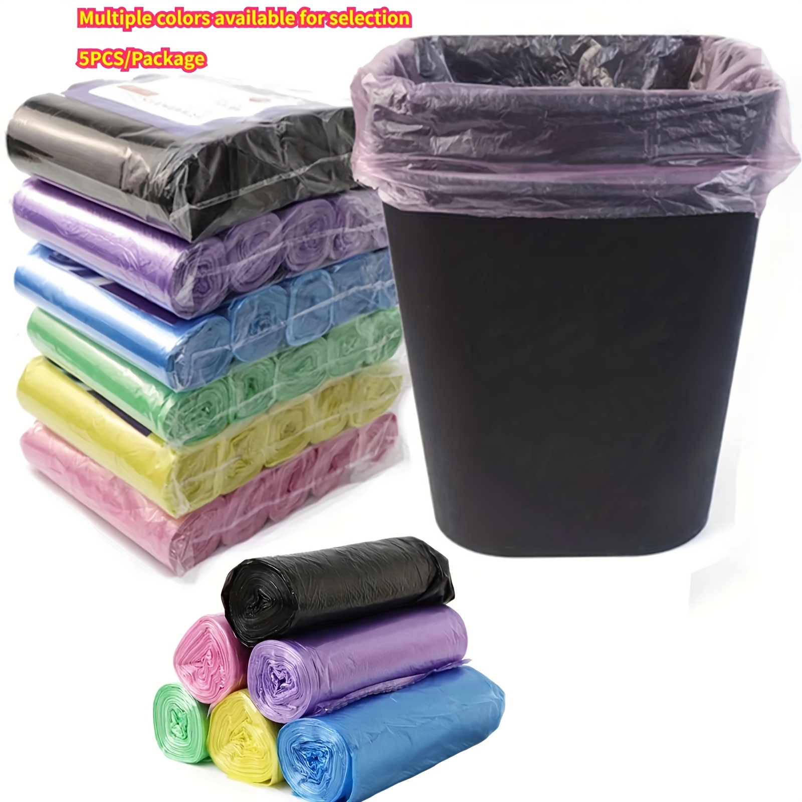 5 rolls 100   disposable small trash bags portable pe rubbish bags wastebasket bags small garbage bags office kitchen waste