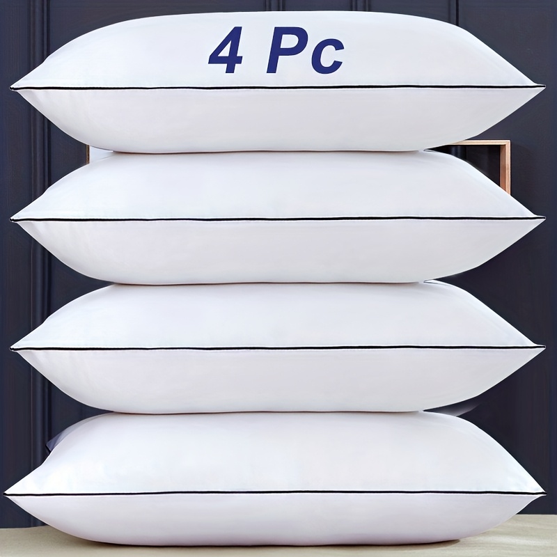 TEMU 4pcs Set , , Dormitory, And Home Use Bed Pillows, White. Suitable For Modern Home, Travel, And Guest Rooms. Ideal For Back/side Sleepers. Neck