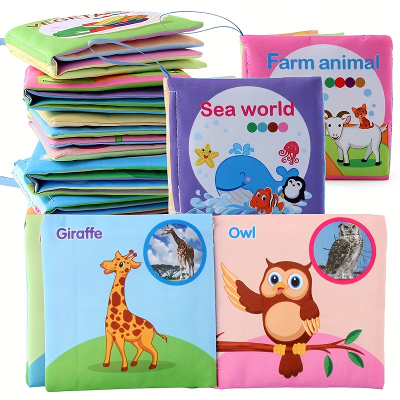 8 & 5 & 3 Soft Cloth Baby Book Sets Cognitive Cloth Books Fruit Animal Educational Toys, Early Education Cloth Books Are Tear-Resistant And Washable Cloth Books with Vivid Fruit, Animal And Ocean Themes Promote Early Learning And Cognitive Development Perfect Christmas Birthday Gifts, Halloween Thanksgiving Easter Gifts