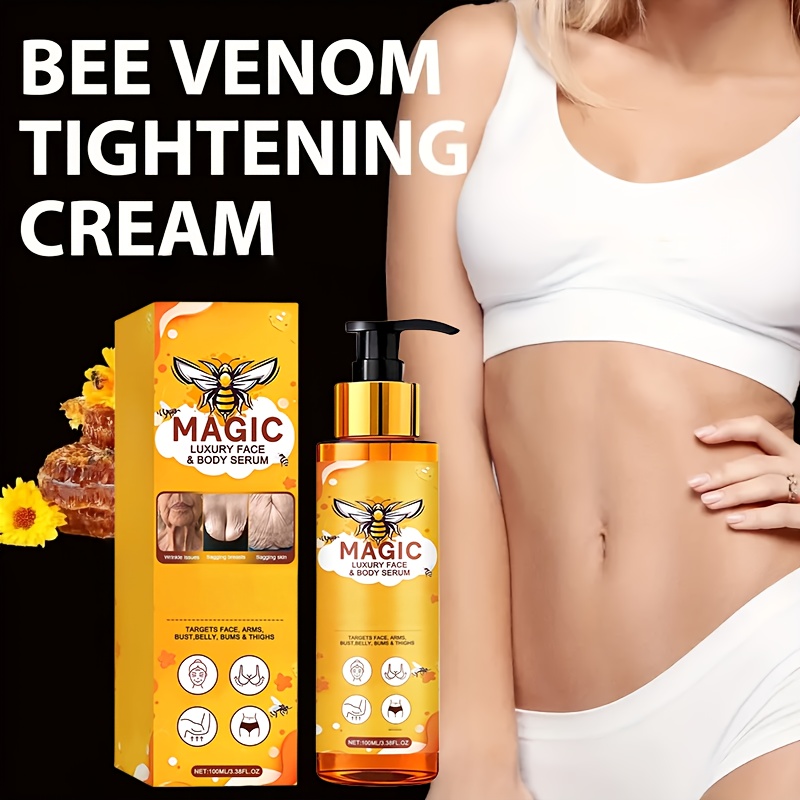 Bee Venom Firming Body Cream, One Application Lifts Instantly, Takes Effect Quickly, Smooths the Light Beige and Makes It Flatter and Firmer. Suitable for Arms, Abdomen, Buttocks and Thighs. Continuous Use Will Help You Achieve a Perfect Figure as