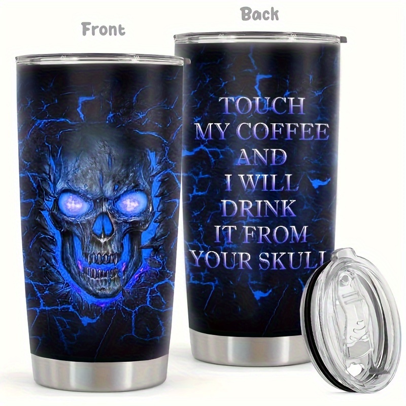 Image of 1pc 20oz Stainless Steel Tumbler With Fire Lava Design - Hot For Hours - Double Walled Insulated Travel Mug, Touch And I Will From Your , Halloween Gifts Gifts