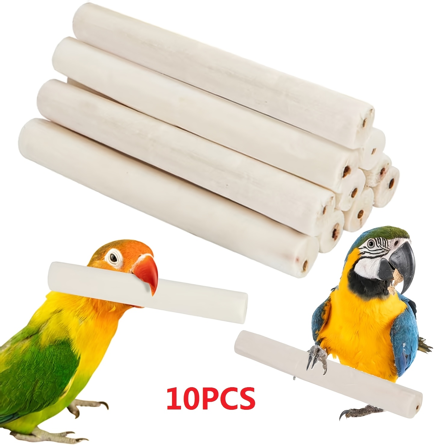 TEMU 10pcs Sola Sticks Foraging Toys - Soft Interactive Foot Toys For Birds, Parrots, Bunnies, Guinea Pigs, - Small Pet Activity Sticks