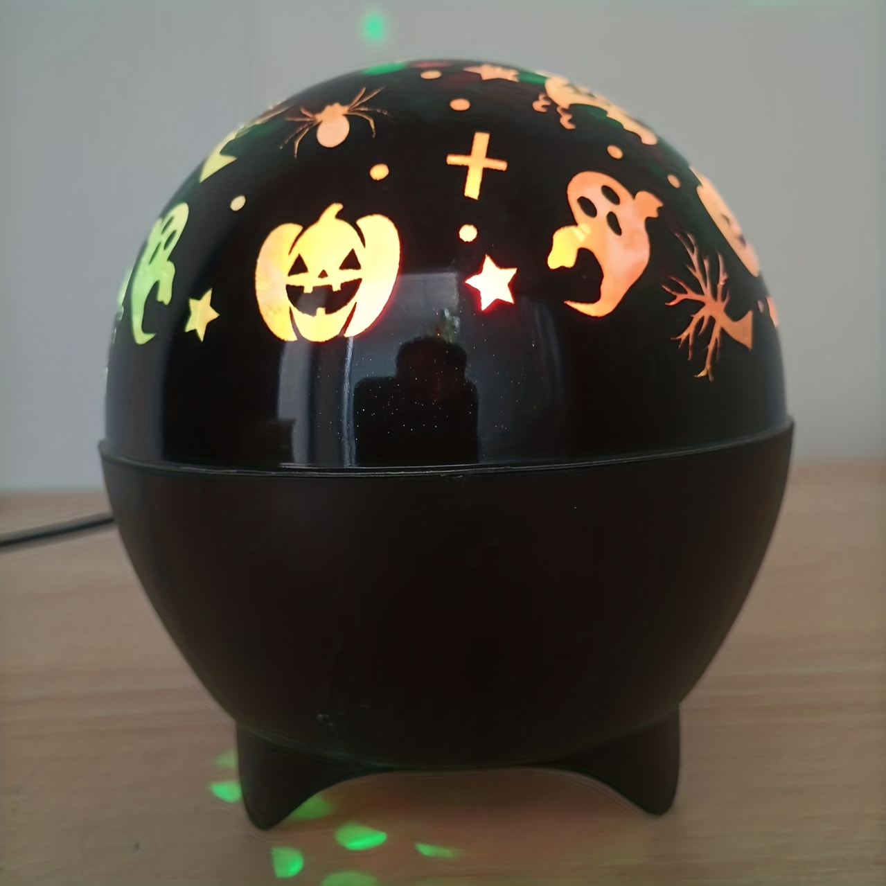 1 colorful jack o lantern projection lamp halloween pumpkin lantern decoration with led lights suitable for desktop decor halloween decorations holiday displays   glow themed ornaments handcrafted design detailed artwork