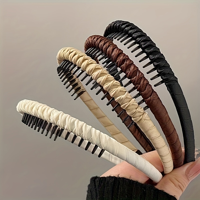 

1/2pcs Elegant Non-slip Fabric Headbands With Teeth - Simple, Hair Accessories For Women & Girls, Face Washing & Styling