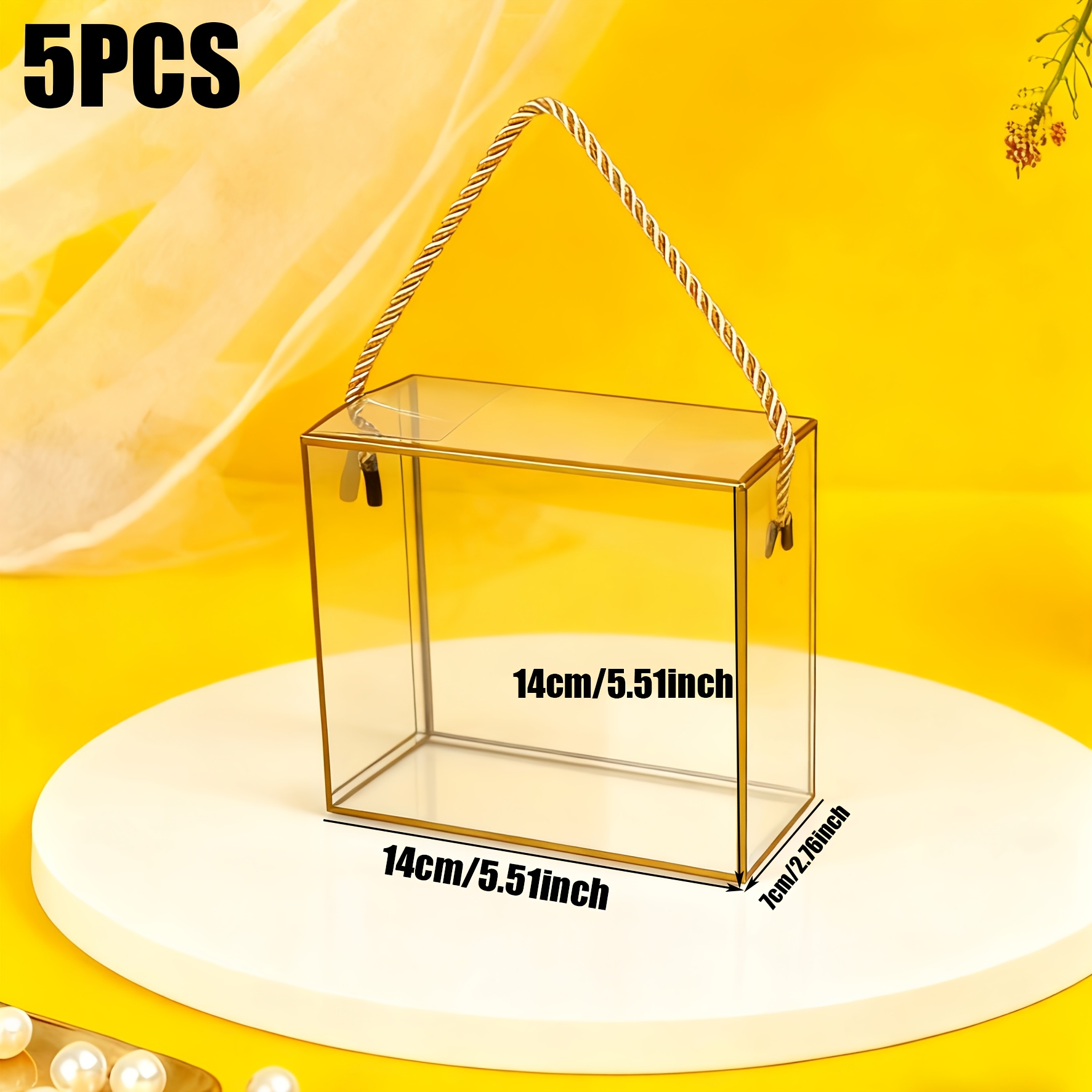 TEMU Gift For Her/him 5/10 Clear Pvc Gift Boxes With Rope. Large Rectangular/square Clear Boxes, Suitable For Valentine's Day, Christmas, Birthday