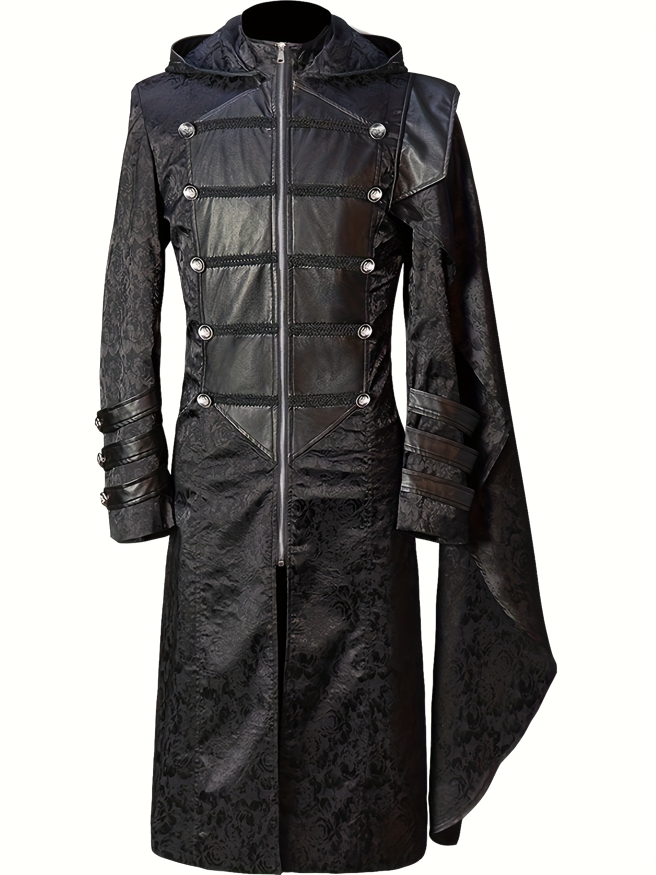 Abrigo Gótico Steampunk con Cuello y Capa Cierre Completo de  Cremallera, Chaqueta Vintage para Juegos Temáti