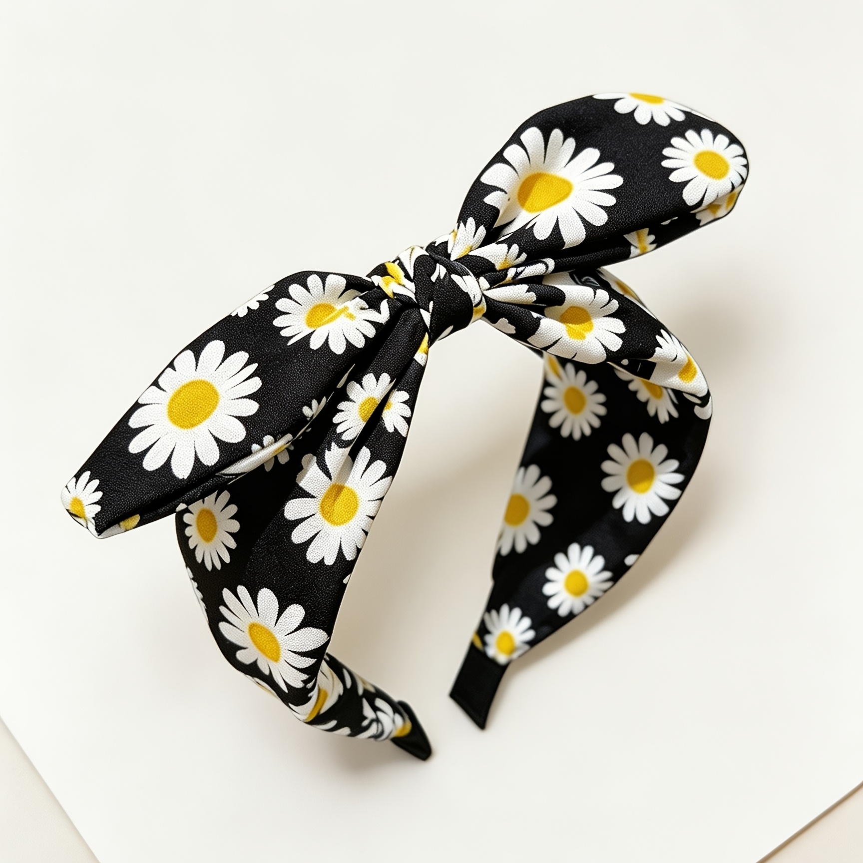 TEMU 1pc Women's Wide-brimmed Headband With Daisy Bowknot For Styling, Suitable For Daily Casual Outfits, Shopping, Dates, Commuting, Work, School,