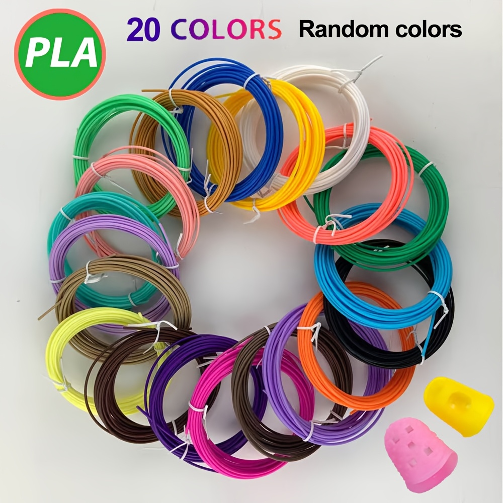 

[10ft 3d Printing Pen Pla Filament Refill Pack] 3d Printing Pen Pla Filament Refill Pack - 5/10/20 Colors, 1.75mm, Of Filament Per Color, Includes -resistant Non-slip Finger Caps, Colors Are Random.