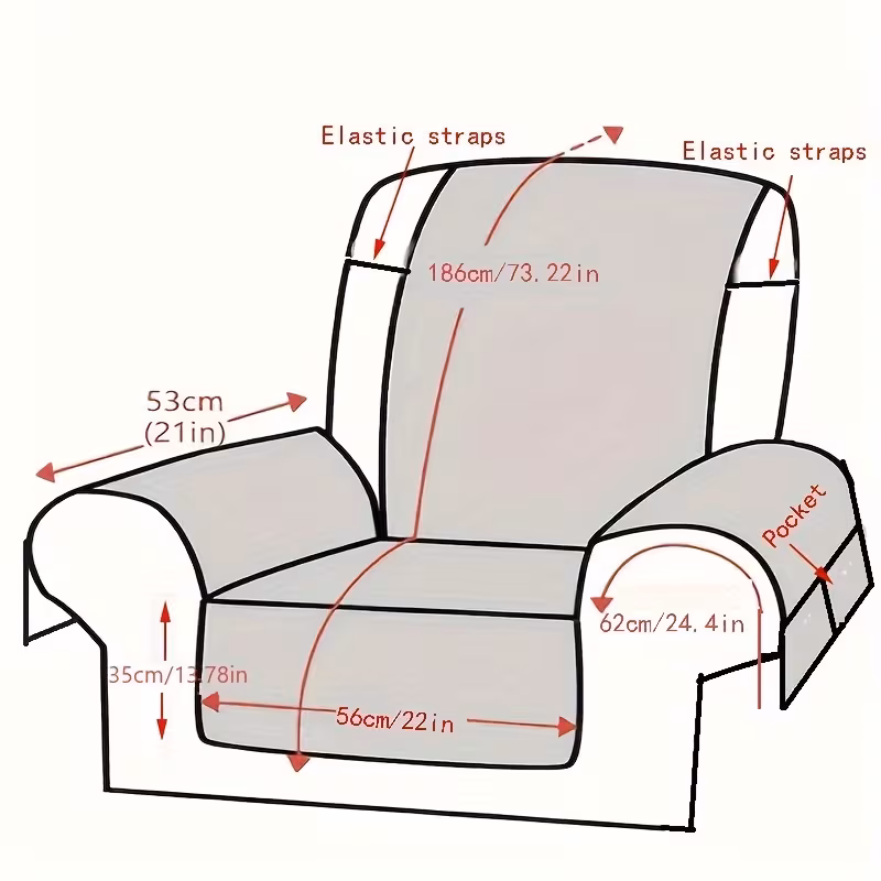1pc plush thickened recliner chair cover armchair slipcover with adjustable straps armchair protective cover suitable for bedroom office living room home decor Product details 2