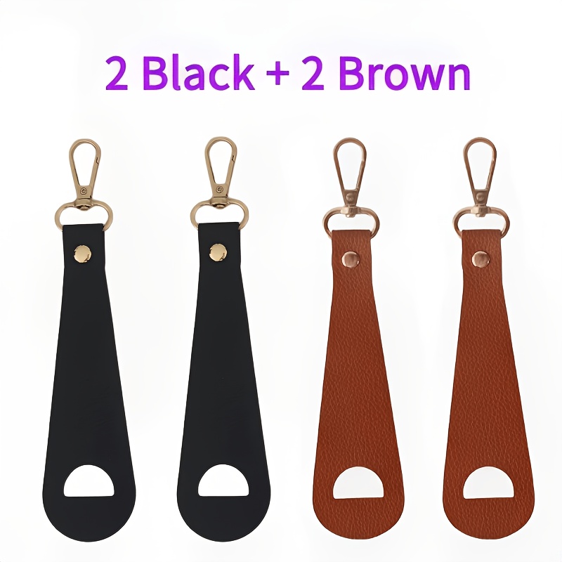 TEMU 4pcs (2 Black And 2 Brown) Travel Portable Glove Scarf Storage Hat Clip, Multi-functional Luggage Hanging Clip, Pu Material, Convenient Storage