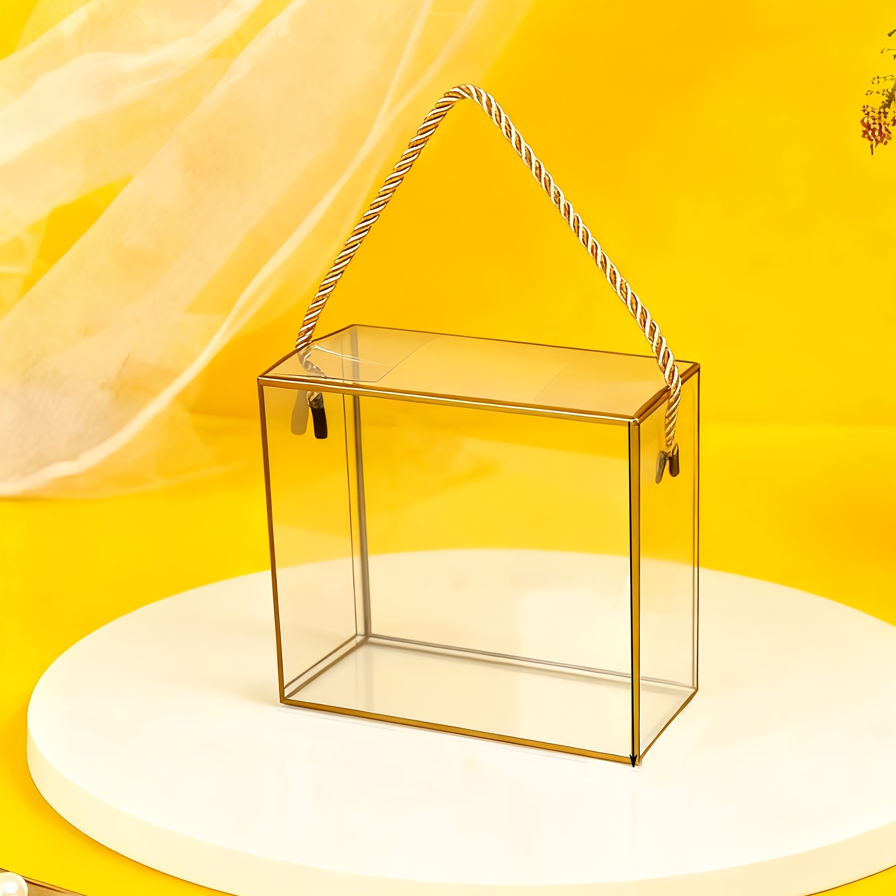 2pcs, Transparent Pvc Gift Box, Ins Wind Companion Hand Gift Box, Handheld Wedding Gift Box, Wedding Best Bridesmaid Full Packaging Box, Handheld Gift Box